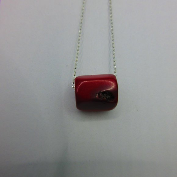 Red Coral Nugget 18" Gemstone Dainty Necklace - Picture 1 of 4